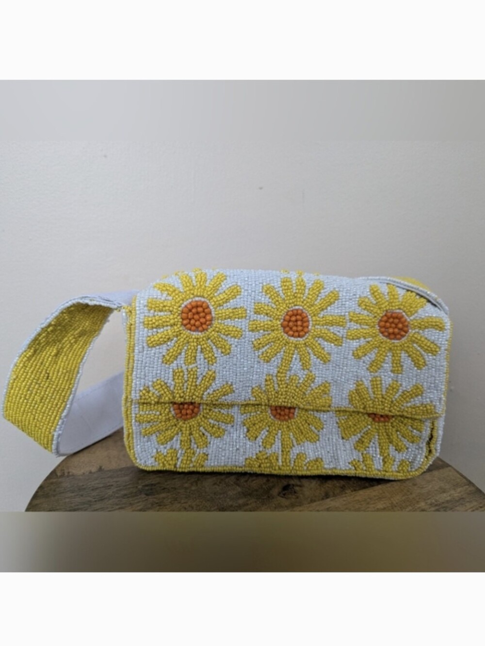 Sol And Mer Viral Floral Daisy Beaded Shoulder Bag, Yellow, White, & Orange